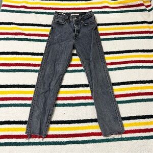 Levi’s black wedgie straight jeans size 25 raw hem premium denim